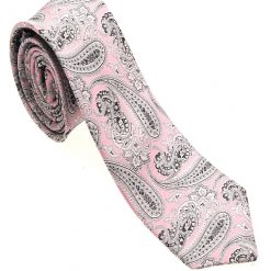 Italy Direct Pink Paisley 100% Woven Silk Necktie Shop Men's