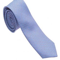 Italy Direct Shop Men's Blue 100% Woven Silk Necktie