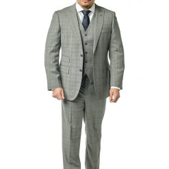 Italy Direct Modern Fit Grey Prince Of Wales Three Piece Suit B-3P-20F5