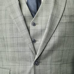 Italy Direct Modern Fit Grey Prince Of Wales Three Piece Suit B-3P-20F5