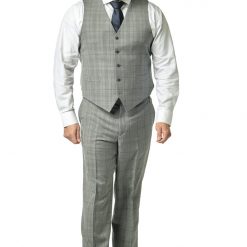 Italy Direct Modern Fit Grey Prince Of Wales Three Piece Suit B-3P-20F5