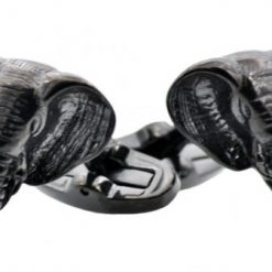 Italy Direct Shop Men's Black Plated Elephant Cufflinks