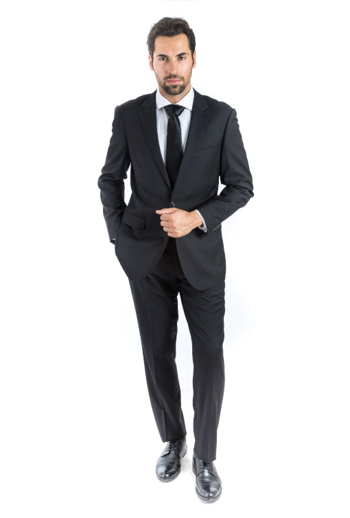 Italy Direct Modern Fit Black Two Piece Suit B-Black 3 Italy Direct Modern Fit Black Two Piece Suit B-Black