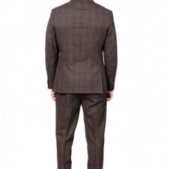 Italy Direct Shop Men's Slim Fit Brown Check Two Piece Suit GB-330