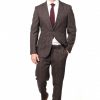 Italy Direct Shop Men's Slim Fit Brown Check Two Piece Suit GB-330