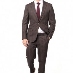 Italy Direct Shop Men's Slim Fit Brown Check Two Piece Suit GB-330