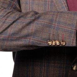 Italy Direct Shop Men's Slim Fit Brown Check Two Piece Suit GB-330