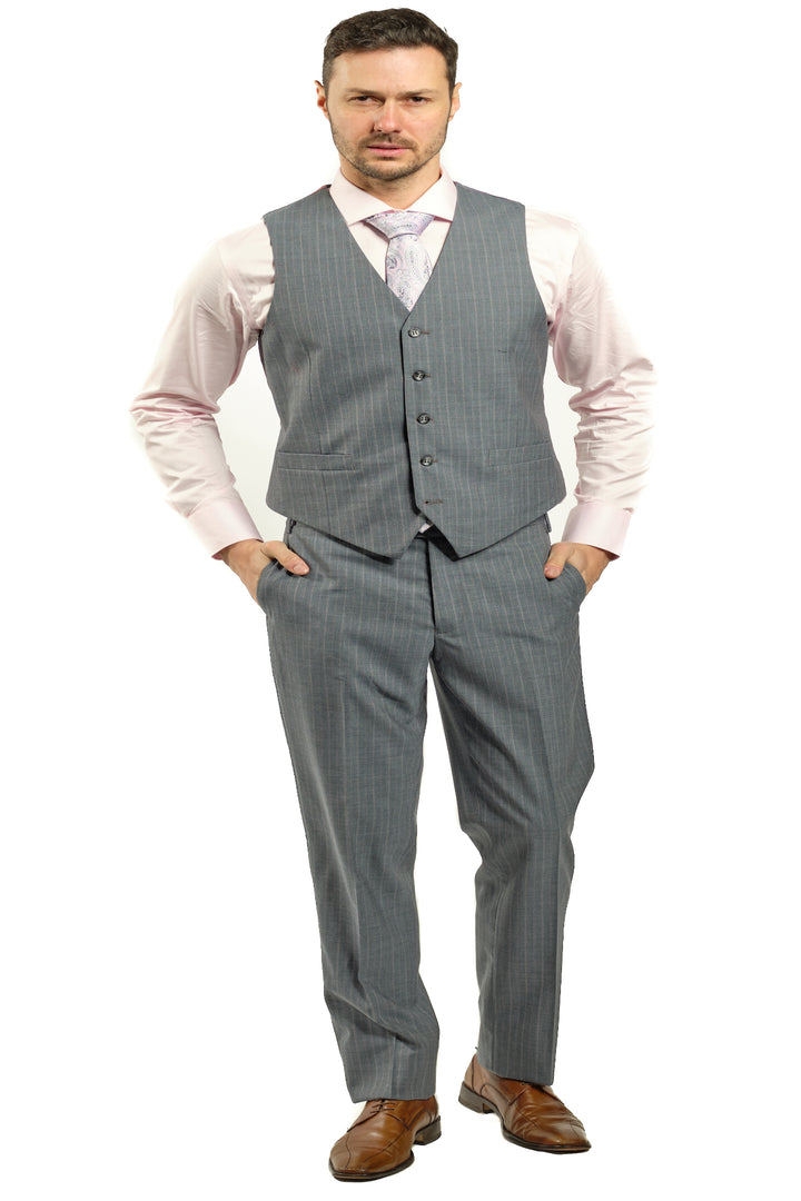 Italy Direct Slim Fit Grey With Pink Lines Three Piece Suit GB-3P-309 4 Italy Direct Slim Fit Grey With Pink Lines Three Piece Suit GB-3P-309