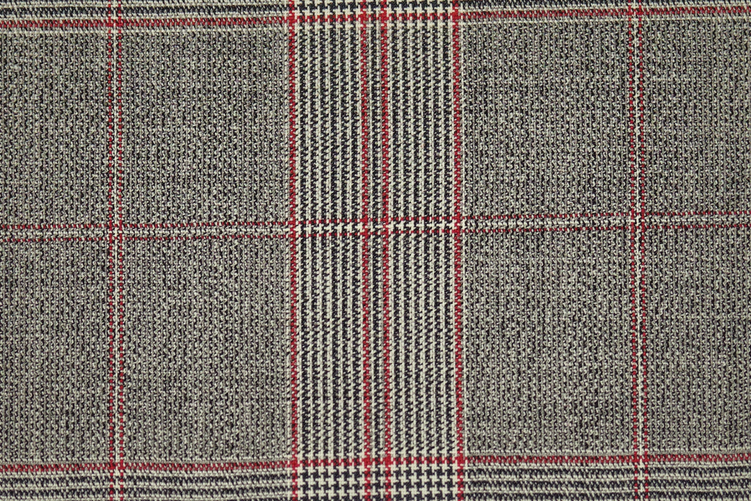 Italy Direct Slim Fit Grey Plaid With Red Detail Two Piece GB-ITA-308 6 Italy Direct Slim Fit Grey Plaid With Red Detail Two Piece GB-ITA-308