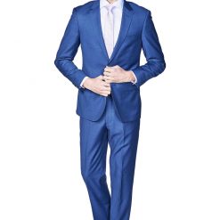 Italy Direct Shop Men's Slim Fit Royal Blue Sharkskin Two Piece Suit GB-Royal-Blue