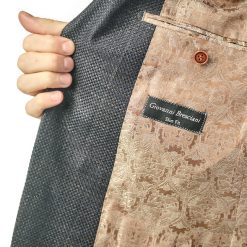 Italy Direct Slim Fit Navy Brown Silk Weave Sport Jacket GB-SJ-333