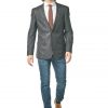 Italy Direct Slim Fit Navy Brown Silk Weave Sport Jacket GB-SJ-333