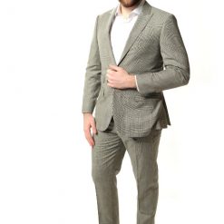 Italy Direct Shop Men's Modern Fit Grey Plaid Two Piece Suit B-20P1