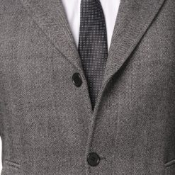 Italy Direct Grey Herringbone Overcoat Shop Men's
