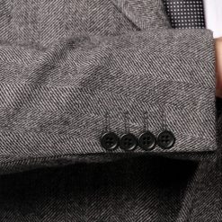 Italy Direct Grey Herringbone Overcoat Shop Men's