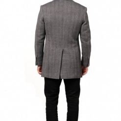 Italy Direct Grey Herringbone Overcoat Shop Men's