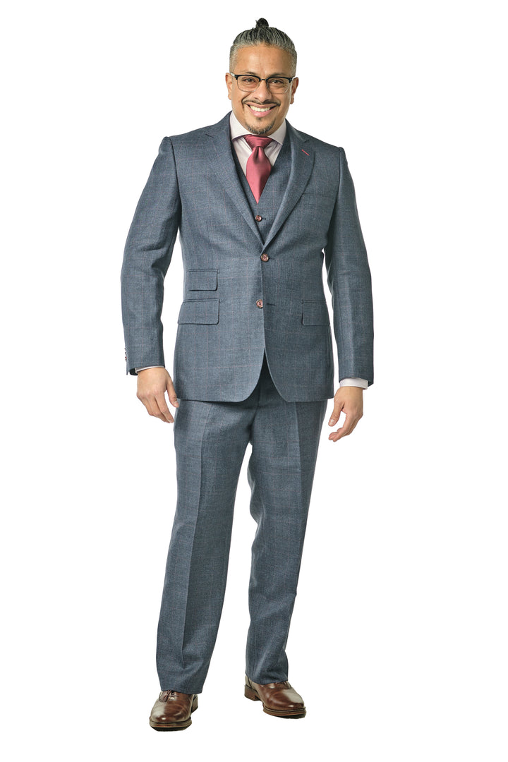 Italy Direct Classic Fit Navy Sharkskin Check Three Piece Suit ST-3P-20FW4 3 Italy Direct Classic Fit Navy Sharkskin Check Three Piece Suit ST-3P-20FW4