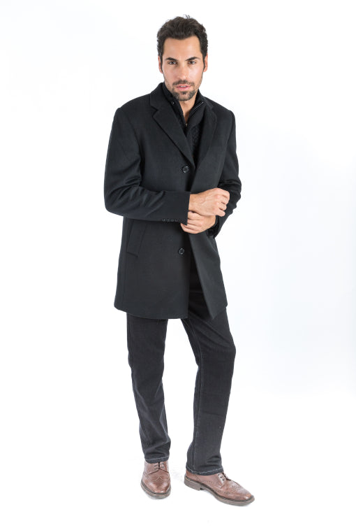 Italy Direct Black Classic Fit Overcoat 3 Italy Direct Black Classic Fit Overcoat