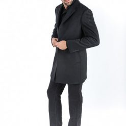Italy Direct Black Classic Fit Overcoat