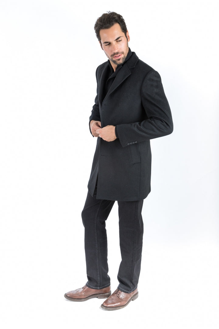 Italy Direct Black Classic Fit Overcoat 4 Italy Direct Black Classic Fit Overcoat