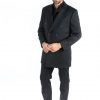 Italy Direct Shop Men's Black Double Breasted Classic Fit Overcoat 2 Italy Direct Shop Men's Black Double Breasted Classic Fit Overcoat