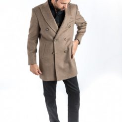 Italy Direct Camel Double Breasted Classic Fit Overcoat