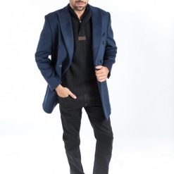 Italy Direct Navy Double Breasted Classic Fit Overcoat Shop Men's