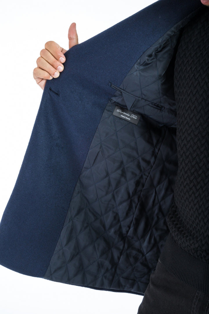 Italy Direct Shop Men's Navy Double Breasted Classic Fit Overcoat 6 Italy Direct Shop Men's Navy Double Breasted Classic Fit Overcoat