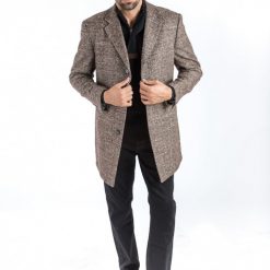 Italy Direct Brown Tweed Classic Fit Overcoat Shop Men's