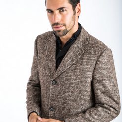 Italy Direct Brown Tweed Classic Fit Overcoat Shop Men's