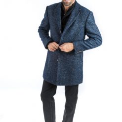 Italy Direct Shop Men's Blue Mountain Classic Fit Overcoat