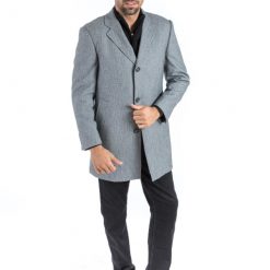 Italy Direct Grey Chains Classic Fit Overcoat