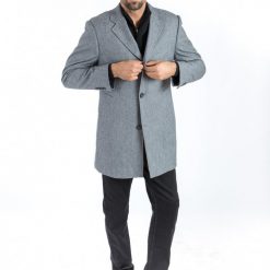 Italy Direct Grey Chains Classic Fit Overcoat