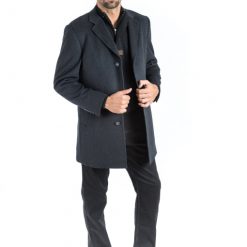 Italy Direct Shop Men's Grey Classic Fit Overcoat
