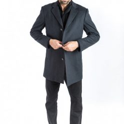 Italy Direct Shop Men's Grey Classic Fit Overcoat