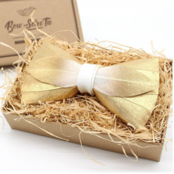 Bow-SelecTie Gold Feather Bow Tie