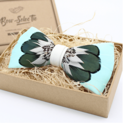 Bow-SelecTie Shop Men's Aqua Feather Bow Tie