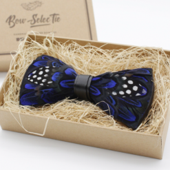 Bow-SelecTie Blue Polka Dot Feather Bow Tie Shop Men's