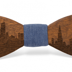 Two Guys Bowties Shop Men's Sapele Chicago Skyline Handmade Wooden Bow Tie