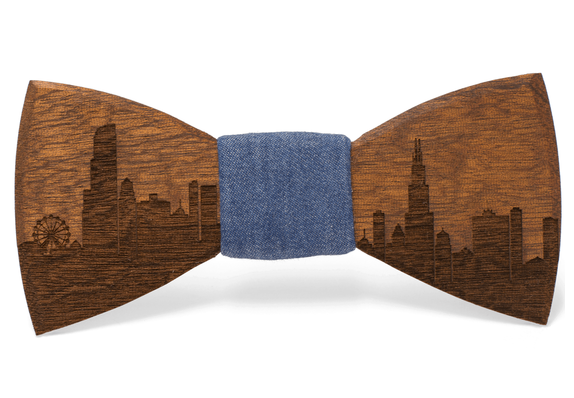 Two Guys Bowties Shop Men's Sapele Chicago Skyline Handmade Wooden Bow Tie 3 Two Guys Bowties Shop Men's Sapele Chicago Skyline Handmade Wooden Bow Tie