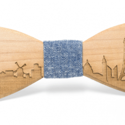 Two Guys Bowties Maple Paris Skyline Handmade Wooden Bow Tie