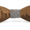 Two Guys Bowties Shop Men's Walnut New York Skyline Handmade Wooden Bow Tie