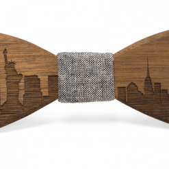 Two Guys Bowties Shop Men's Walnut New York Skyline Handmade Wooden Bow Tie
