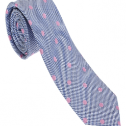 Italy Direct Blue And Pink Polka Dot Necktie
