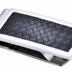 BlackJack Black Plated Crosshatch Stainless Steel Money Clip