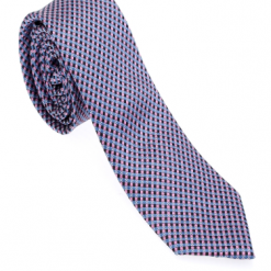 Italy Direct Shop Men's Blue And Pink Geometric Necktie