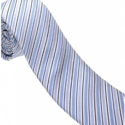 Italy Direct Blue/White/Black Striped Necktie Shop Men's