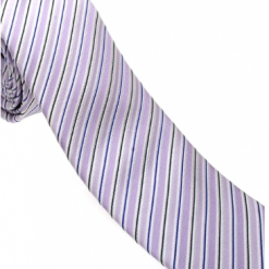 Italy Direct Pink/Black Striped Necktie