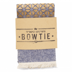 Two Guys Bowties Oak Geometric Blue Chambray Wooden Pocket Square Shop Men's