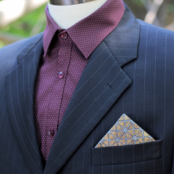 Two Guys Bowties Shop Men's Oak Geometric Grey Denim Wooden Pocket Square